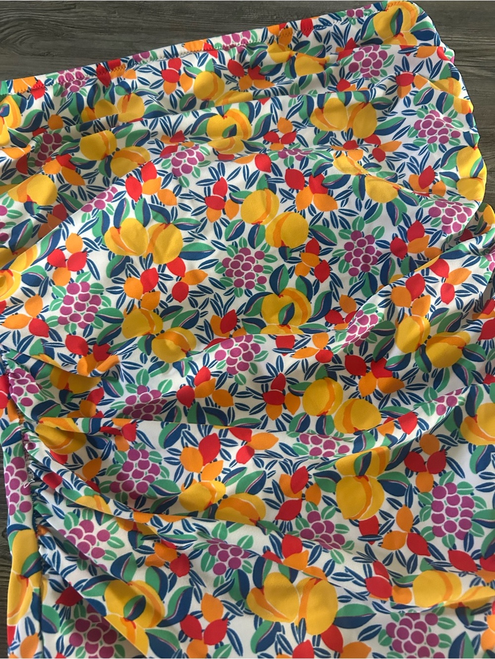 J. Crew Tropical Fruit Print Ruched Bandeau One Piece Swimsuit Sz m - Picture 2 of 6